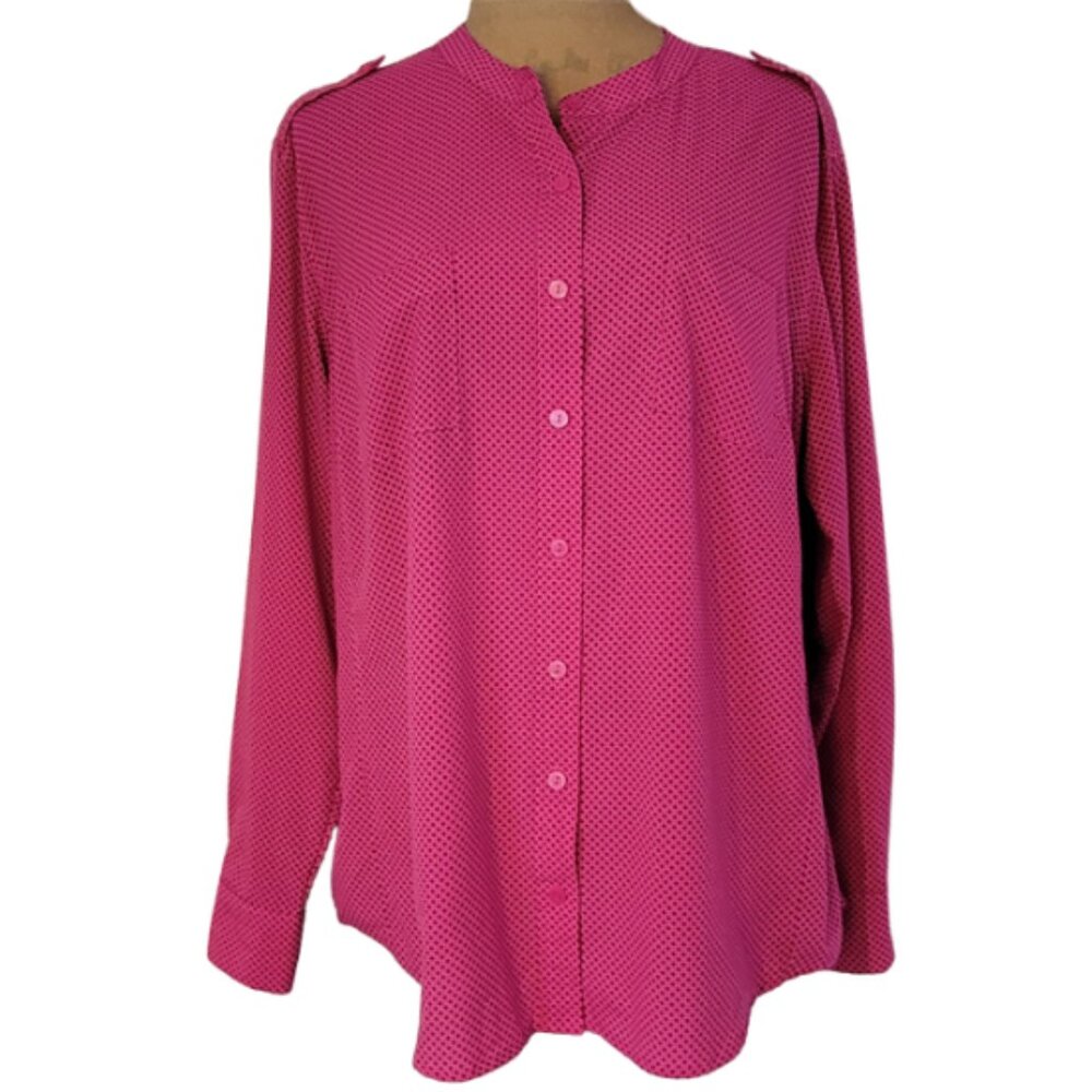Apt 9 Chic Hot Pink Button Down Casual Top, XL